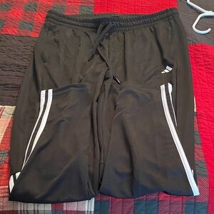 adidas Women’s Black Pants with White Stripes - Ankle zippers